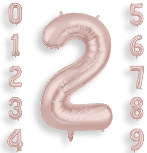 AOOSU Pink Helium Balloons, 40 Inches Number Balloons 2, Foil Birthday Balloon for Birthday Anniversary Wedding Party Decorations Celebration Supplies for Girls Women Men Boys
