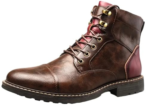 EKalgretrA Botas Cowboy Botas de Herramientas for Hombre, Botas Moto con Cabeza Grande, Zapatos Bajos Cuero, Vaquero for, for(40)