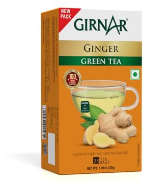 Girnar Green Tea/Chai, Ginger, 36 Tea Bags