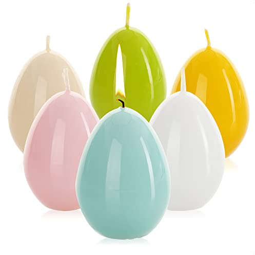 com-four® 6x Kerzen in Form von Ostereiern - Osterkerzen farblich sortiert - Kerzen für Osterdeko (06 Stück - bunt)
