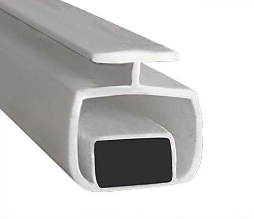 Magnetic Shower Seals for Channels | Sold in Pairs | Soft Flexible Folding White Rubber T with Magnet | Fits Into 4 or 5mm Channel | 2 Metres Long | MAG008