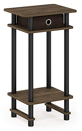 Furinno Hoher Beistelltisch mit Einschüben, Holz, Columbia Walnuss/Schwarz/Dunkelbraun, 29.49 x 39.5 x 70.41 cm