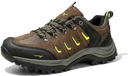 NORTIV 8 Scarpe da Trekking Traspiranti Uomo Scarpe da Leggere Basse Impermeabili per Arrampicata All'aperto,Size 44,Nero/Marrone/Giallo,Quest-1