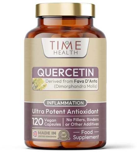 Quercetin Capsules - Naturally Derived - Maximum Antioxidant Action - UK Made - Free from Synthetic Additives - Vegan - Pullulan (120 Capsule Pouch)