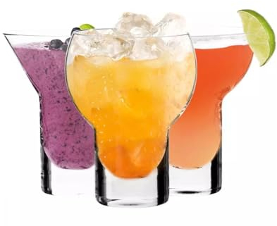 Krosno Cocktail Drinking Glasses | Set of 3 | 190, 150, 200 ml| Shake Collection | Margarita and Martini | Durable Glass | Perfect for Home Restaurants and Parties | Dishwasher Safe