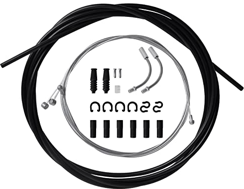 Cozlly Fahrrad Bremszug Set, Fahrrad Bowdenzug Bremse, Stahl Bautenzug Farrad Bremsseil Bremskabel mit V Bremskrümmer, Außenhülle, Endhülse Endkappe, S Haken, O-Ring für MTB Rennrad Fahrrad