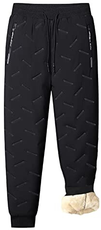 Nopuper Mens Winter Warm Sweatpants Fleece Sherpa Lined Track Pants Active Thermal Joggers with Zipper Pockets Elastic Bottoms