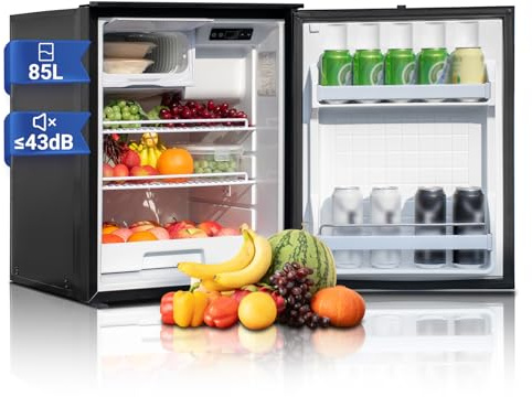 Techomey Kompressor Kühlbox, 85L, Kühlschrank mit Gefrierfach 12V/24V, Kühlbox Auto, Tragbarer Camping Kühlschrank für Auto, LKW, Wohnmobil, Wohnwagen, Boot, Schwarz