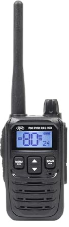 PMR R45 PRO 446 MHz, 0,5 W, 99 canali programmabili, 16 PMR e 38 CTCSS e 104 toni DCS, silenzioso a 5 livelli, VOX, TOT, BCL, Scan, Roger Beep