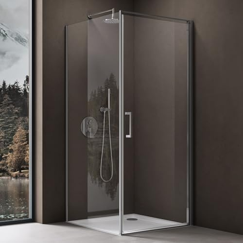doporro Eck-Duschkabine 70x80x195cm Eckdusche mit Hebe- und Senkmechanismus ESG-Sicherheitsglas Klarglas inkl. beidseitiger Easy-Clean-Beschichtung Ravenna36-Plus