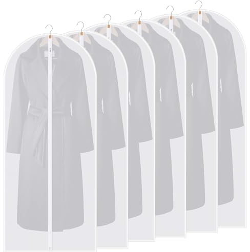 6 Stück kleidersack, Kleidersack Anzug Lang, Kleidersack Kleiderhüllen Lang, Mottenschutz Anzugsack, Staubdicht, zur Aufbewahrung von Anzügen, Mänteln, Jacken, Kleidern, Hose, 60x120cm