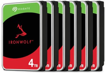 Seagate IronWolf ST4000VN006 - Confezione da 6 dischi rigidi interni, NAS HDD, 3,5 pollici, 5400 giri/min, CMR, 256 MB di cache, SATA 6 GB/s, colore: Argento