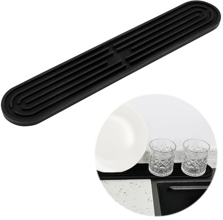 Xialvyu Schlanke Abtropfmatte Aus Silikon, Abtropfmatte Schmal und Platzsparend, rutschfest und Spülmaschinenfestes Abtropfgestell, Kleine Trockenmattee, 43 x 7,8 x 1 cm