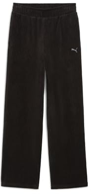 ESS - Pantalón de Pierna Recta de Terciopelo Elevado Puma Negro