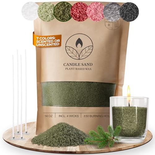 comforder Velas Perladas perfumadas – Cera para Fabricación de Velas con Mechas –Perlas de Cera para Velas Aromaticas 400 g + 4 Mechas (Verde musgo, Pino)