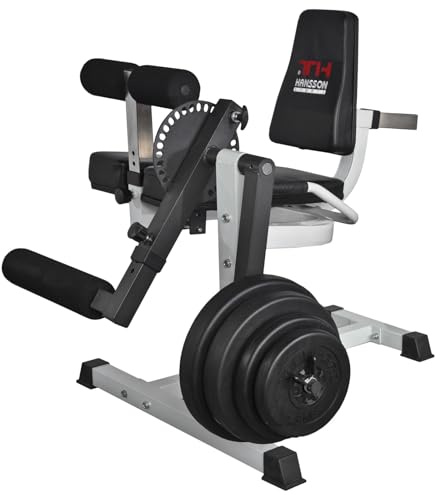 Hansson Sports® Bentränare HomePro enkelstation bentränare benböjare bensträckare med vikter optinal (B:med 30 kg)