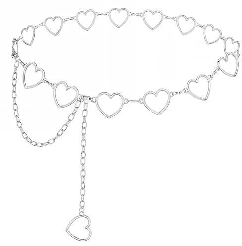 Ketten Gürtel für Damen, Verstellbare Legierung Kette, Pfirsich Herz Anhänger Link Gürtel, Portemonnaie Ketten mit Haken, Dekorative Tasche Kette, Metall Schlüsselkette für Damen Männer