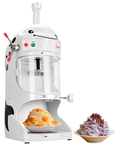 Broyeur à Glace Commercial, Rasoir à Glace électrique 350 W, Machine à Glace pilée en Acier Inoxydable 90 kg/h 250-300 TR/Min, Machine à Glace Professionnelle en Flocon de Neige, Machine à Cocktails