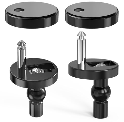 Quick Release Toilet Seat Fixings Black, AncableTop Universal Toilet Seat Hinge Fittings for WC Toilet Blind Holes 2 Pack
