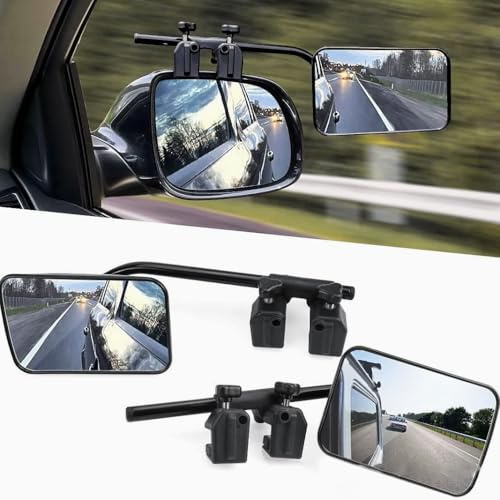 CHSG Espejos de remolque para coche, para caravana, espejos dobles para espejo retrovisor de visor, extensiones de espejo de remolque ajustables universales, para remolque de caravana con abrazaderas