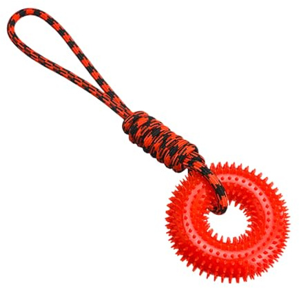 Genérico Juguetes Chillones para Perros - Anillo Mordedor con Púas para Entrenamiento - Anillo para Morder con Cuerda para Perros Fuertes para Jardín Parques Y Exterior