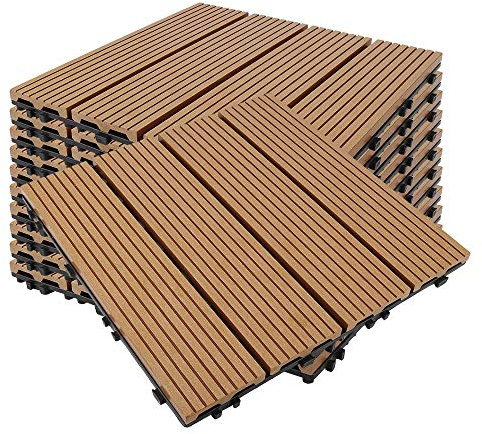 Homewell WPC Terrassendielen, Balkon Boden, 11er Pack Holzfliesen für Balkon 30x30 cm, Beständiger Balkon-Bodenbelag für Balkon, Terrasse und Garten