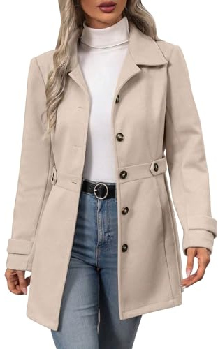 Générique Manteau Femme Hiver Élégant Ajusté Épais Sans Capuche Veste Décontractée Chic à Manches Longues Style Classique Moderne Mode Tendance Coupe Cintrée Légère Confortable pour Bureau et Sortie
