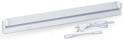 SEBSON Reglette LED sous Meuble Cuisine 110cm - Dimmable, 3 Couleurs 2700K/4000K/6500K, Orientable, Interrupteur et Prise 230V, Barre LED Prolongeable