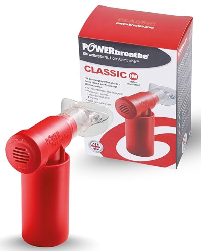 POWERBREATHE Classic Sport I ad alta resistenza, per rafforzare la muscolatura respiratoria, allenatore muscolare ispirazione a 9 livelli, dispositivo per esercizi di respirazione