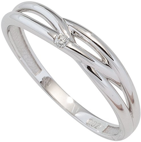 Jobo Damen-Ring aus 14 Karat 585 Weißgold mit Diamant Größe 54