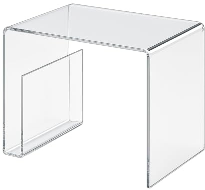 HOWE-Deko Hochwertiger Acryl-Glas Beistelltisch mit Zeitungsfach, klar, 48 x 32 cm, H 38 cmAcryl-Glas-Stärke 8 mm
