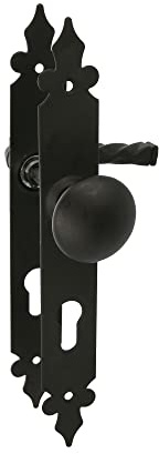 Amig - Set Maniglia e Pomello con Piastra Liscia | Ideale per Porte Interne e Privacy | Robusto e Facile da Installare | Resistente alla Corrosione | Nero/Bianco, 72 mm, Piastra in Acciaio Zamak Pull