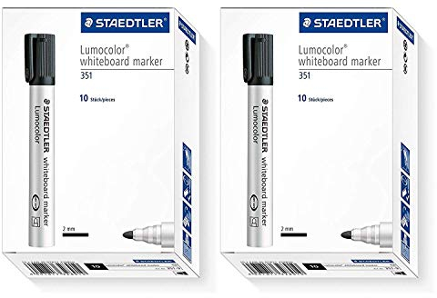 STAEDTLER Lumocolor 351-9 Whiteboard-Marker, Rundspitze, 20 Stück, schwarz