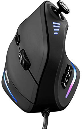 TRELC Gaming Mouse with 5 D Rocker, Ergonomic Mouse with 10000 DPI/11 Programmable Buttons, Vertical Gaming Mice Wired for PC/Laptop/E-Sports/Gamer (Black)