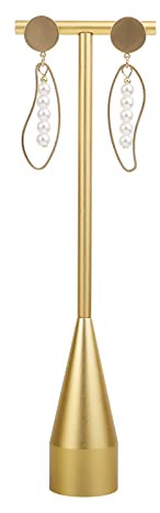 GemeShou Porta-orecchine singole in oro per vendita, supporto a barra T in metallo per esposizione, porta-orecchini stabile per fotografia di negozio online【Altezza 20 cm】