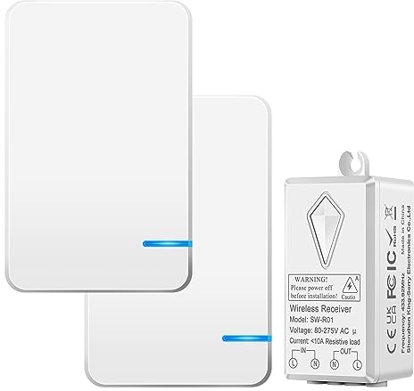 NineLeaf Funkschalter 230V Mit Fernbedienung – 2er Set Kabellose Lichtschalter Mit LED-Anzeige, IP66 Wasserdicht, V0 Feuerfest, Kompakt & Leicht, Einfache Montage, Max. 1000W Für Die Meisten Lampen