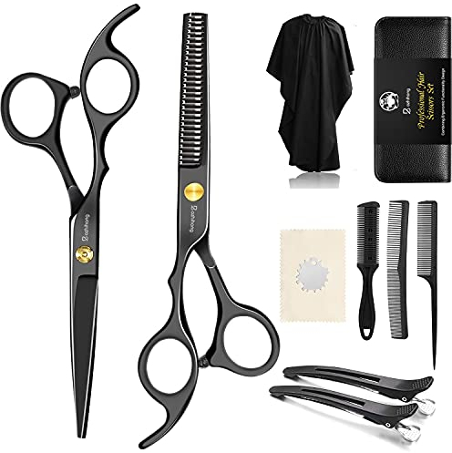 Bozhihong Friseurschere Set, 6.7 Zoll Professionelle Haarschere Set, Scharfe Haarschneideschere mit Friseurumhang, Effilierscheren für Damen Herren Kinder, Haarschne Schere für Familie Friseursalon
