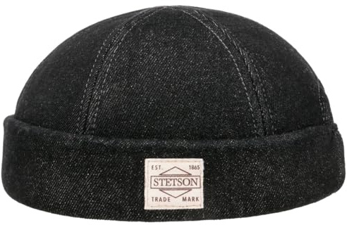Stetson Gorro Docker New Denim Hombre - Made in The EU Gorra Verano/Invierno - XXL (62-63 cm) Negro