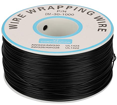 30AWG 0,25 Mm² Elkabelsats Enkel Koppartråd Förtent Koppartråd med Flexibel Silikonisolering, 5 Färger (svart, Vit, Gul, Brun, Blå)(svart)