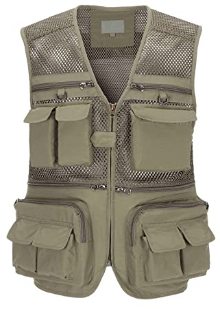Btmpmcs Chaleco de Pesca para Hombres Aire Libre Chaleco de Trabajo con Bolsillo Múltiple Transpirable Casual Chaqueta de secado rápido Sin Mangas Viajes Camping Chaleco de fotografía