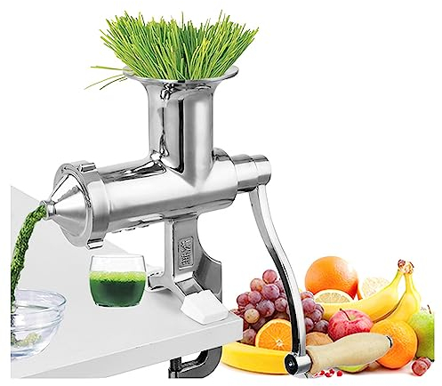 Manual Wheatgrass Juicer Extractor Portable Stainless Steel Home Health Juice Extractor Tool Simple Operation for Wheat Grass Fruits Apples Pears Vegetables Cabbage Celery