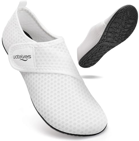 WateLves Water Shoes Barefoot Shoes Mens Women Beach Socks Aqua Swim Swimming sea Pool(Snowflake White 6/7)