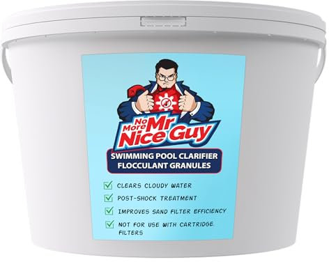 Swimming Pool Clarifier Flocculant Granules 2kg – Floc Clears Cloudy Water For Crystal Clear Pools – For Sand Filters Only – Not For Cartridge Filters – No More Mr Nice Guy