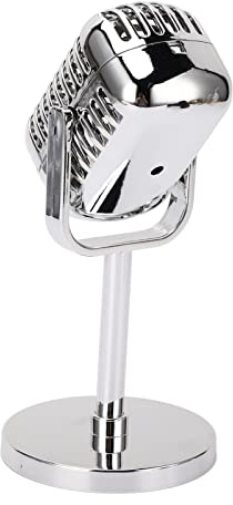 Modelo de Micrófono Retro, Versátil, Plateado Galvanizado, Base Extraíble, Accesorios de Micrófono Retro, Rotación Flexible Exquisita para Accesorios Fotográficos