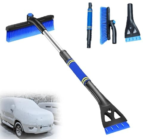FYZSJWL Balais à Neige avec Rotation à 360,Grattoir à Neige avec Brosse,Raclette Brosse à Neige Voiture,Grattoir à Glace avec Balai,74 Cm de Longueur avec Une Poignée AntidéRapante et Isolante