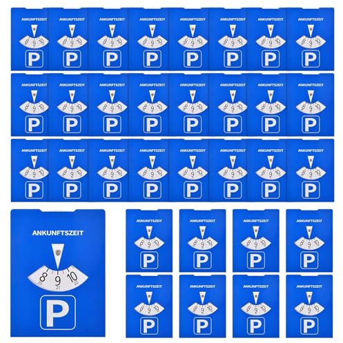 WDFCN 30 Stück Parkscheibe Auto 11x15cm Parkscheibe Pappe BlauParkuhr Parking Disc für KFZ Auto Parken Park Scheibe Parkuhr aus Pappe