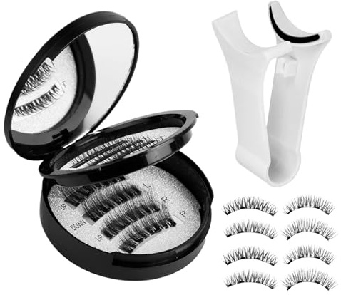 Ruwshuuk Las pestañas falsas, pestañas magnéticas para mujeres - Pestañas magnéticas naturales impermeables con aplicador,Suministros de maquillaje portátil de 2 pares, pestañas postizas para el