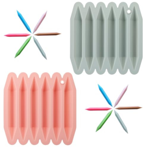 Kronabelle 2-Piece Silicone Crayon Mold DIY Set, 3D Double Tipped 6-Cavity Pen Mold for Crafting, Chocolate, and Dessert Making