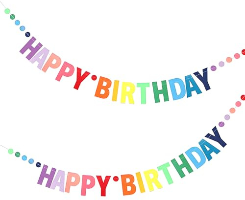 Happy Birthday Banner Bunting Rainbow Happy Birthday Banners Sign Bunting Garland Letters Dot Party Supplies Decorations 2 Sets