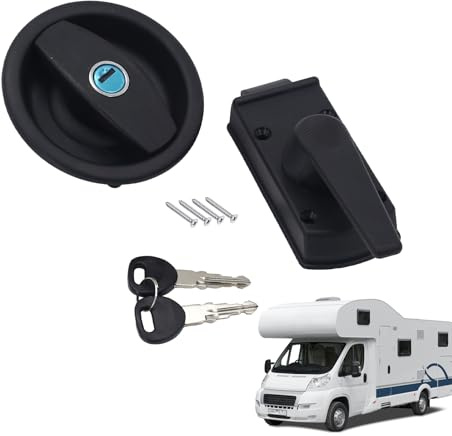ANEELV Eingangsschloss schwarz rechtsdrehend rund –passend für Wohnmobil, Wohnwagen, Caravan & Boot